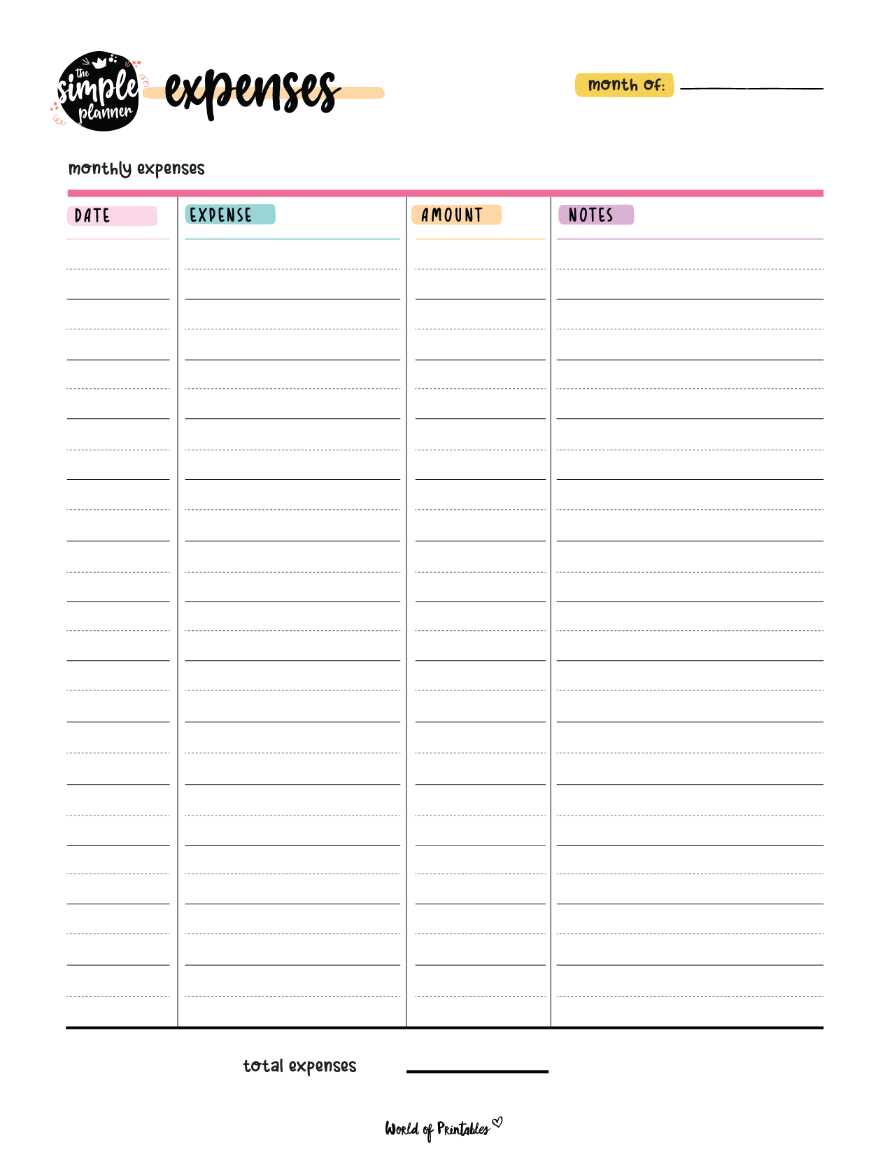 expense tracker templates - world of printables